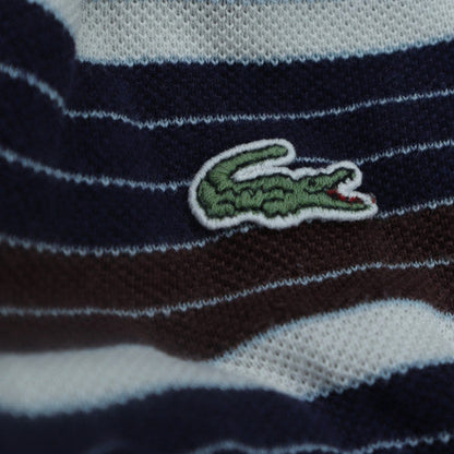Lacoste Men's Blue Striped Cotton Polo Shirt Size M