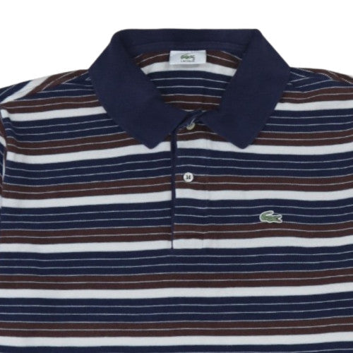 Lacoste Men's Blue Striped Cotton Polo Shirt Size M