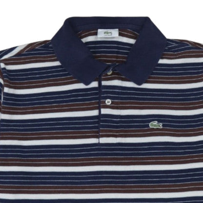 Lacoste Men's Blue Striped Cotton Polo Shirt Size M