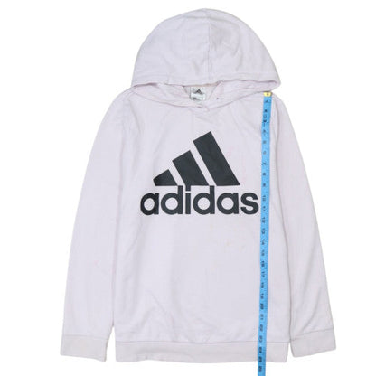 Adidas Womens Light Pink Pullover Hoodie Size L Cotton Blend