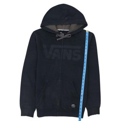 Vans Men’s Black Full Zip Hoodie S Regular Fit Logo Fleece