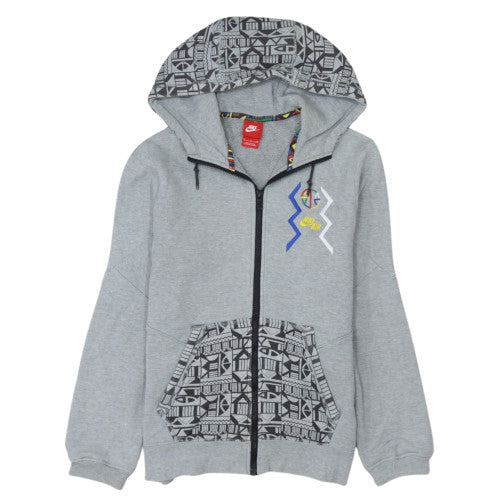 Nike Men's Grey Full Zip Hoodie Size S Sports Retro Style
