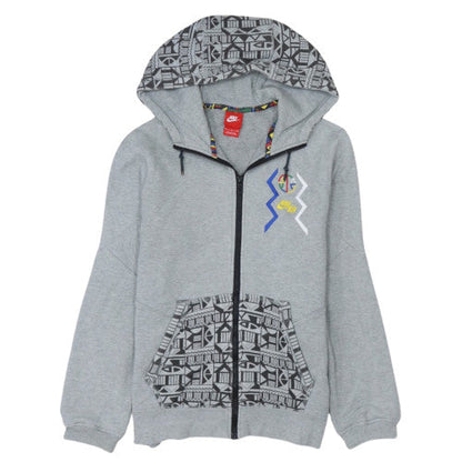 Nike Men's Grey Full Zip Hoodie Size S Sports Retro Style