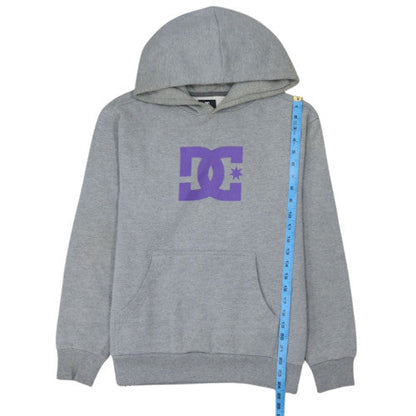 DC Men’s Grey XL Pullover Hoodie with Purple Logo Graphic Print