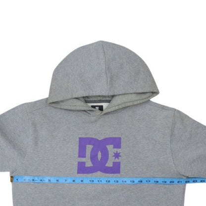 DC Men’s Grey XL Pullover Hoodie with Purple Logo Graphic Print