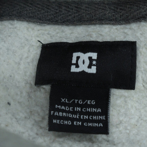 DC Men’s Grey XL Pullover Hoodie with Purple Logo Graphic Print