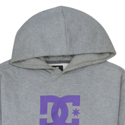 DC Men’s Grey XL Pullover Hoodie with Purple Logo Graphic Print