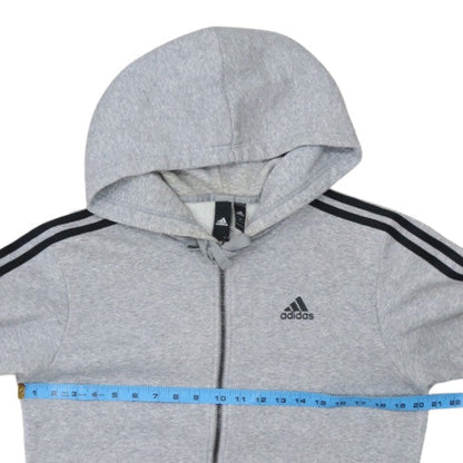 Adidas Men's Grey Full Zip Hoodie S Regular Fit Fleece Sweatshirt