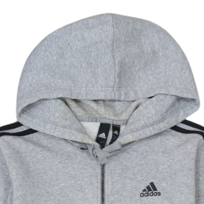 Adidas Men's Grey Full Zip Hoodie S Regular Fit Fleece Sweatshirt