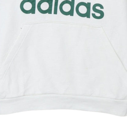 adidas Mens White Pullover Hoodie L Sports Fleece Graphic Logo
