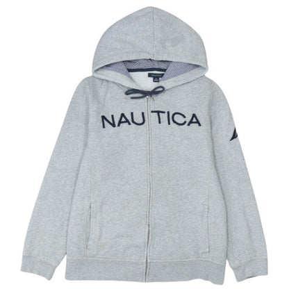 Nautica Men's Grey Full Zip Hoodie XL Classic Logo Fleece