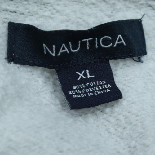Nautica Men's Grey Full Zip Hoodie XL Classic Logo Fleece