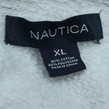 Nautica Men's Grey Full Zip Hoodie XL Classic Logo Fleece