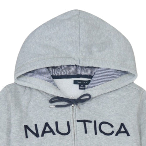 Nautica Men's Grey Full Zip Hoodie XL Classic Logo Fleece
