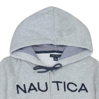 Nautica Men's Grey Full Zip Hoodie XL Classic Logo Fleece