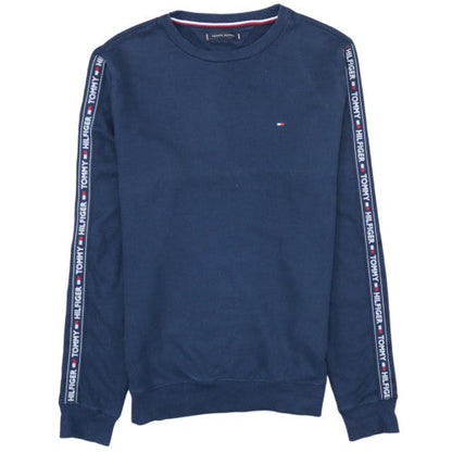Tommy Hilfiger Men's Navy Blue Logo Tape Crew Neck Sweatshirt L