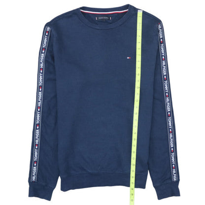 Tommy Hilfiger Men's Navy Blue Logo Tape Crew Neck Sweatshirt L