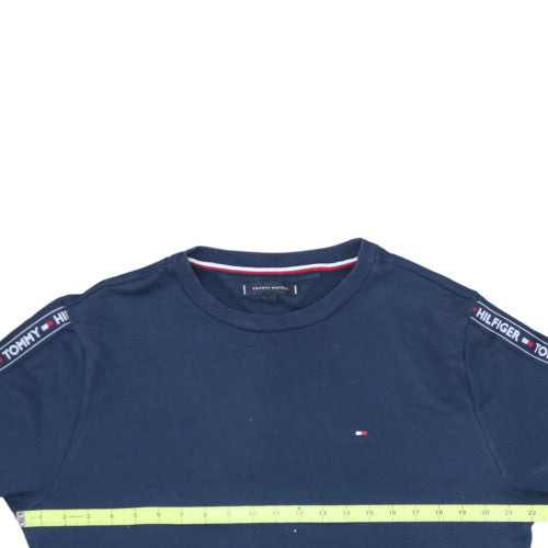 Tommy Hilfiger Men's Navy Blue Logo Tape Crew Neck Sweatshirt L