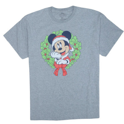 Disney Mickey Mouse Men's Grey Christmas T-Shirt XL Classic Fit