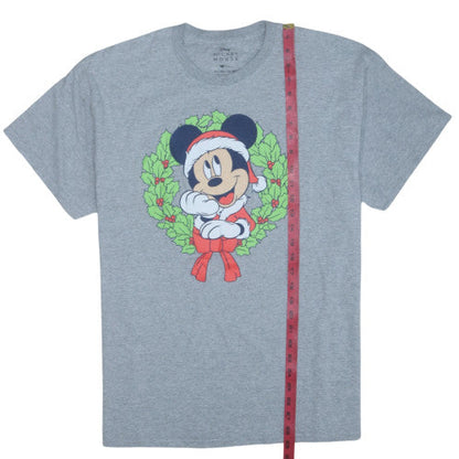Disney Mickey Mouse Men's Grey Christmas T-Shirt XL Classic Fit