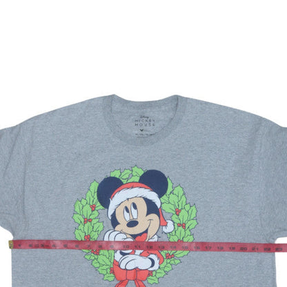 Disney Mickey Mouse Men's Grey Christmas T-Shirt XL Classic Fit