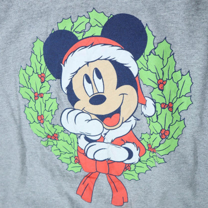 Disney Mickey Mouse Men's Grey Christmas T-Shirt XL Classic Fit