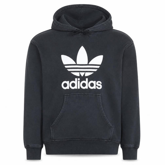 Front view of Adidas Men's Black Pullover Hoodie L Sports Fleece Logo