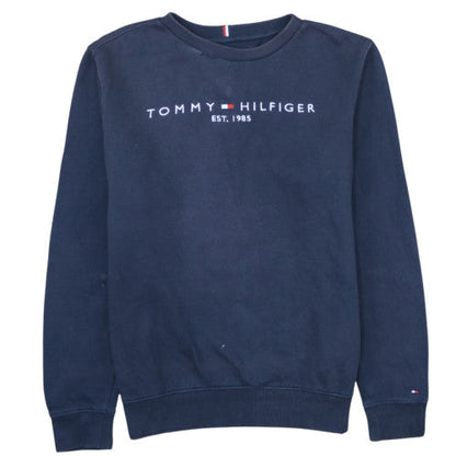Tommy Hilfiger Boys Navy Sweatshirt Size 176 Classic Crew Neck Pullover
