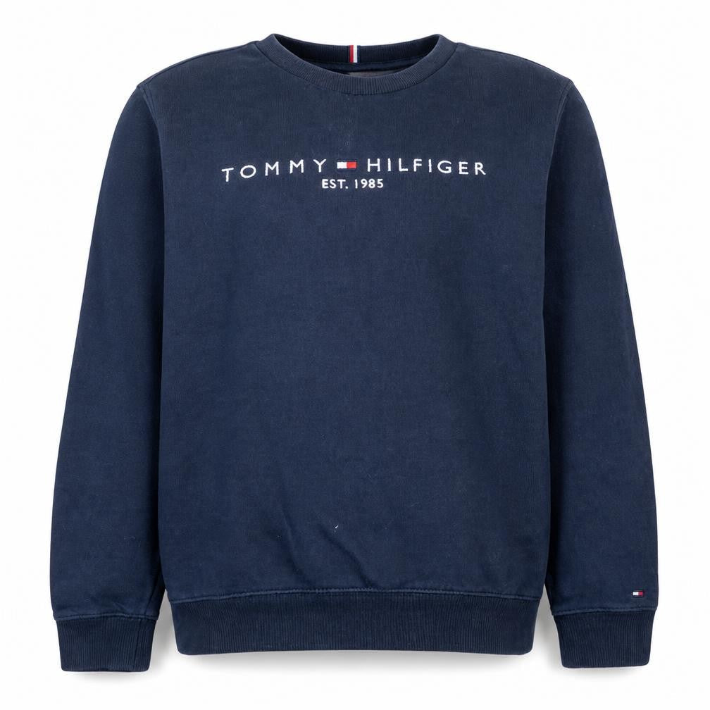 Tommy Hilfiger Boys Navy Sweatshirt Size 176 Classic Crew Neck Pullover