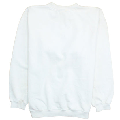 Adidas Men's White Logo Crew Neck Fleece Sweatshirt Size M Vintage