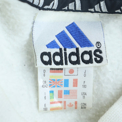 Adidas Men's White Logo Crew Neck Fleece Sweatshirt Size M Vintage