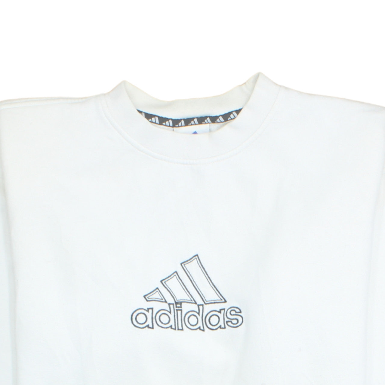 Adidas Men's White Logo Crew Neck Fleece Sweatshirt Size M Vintage