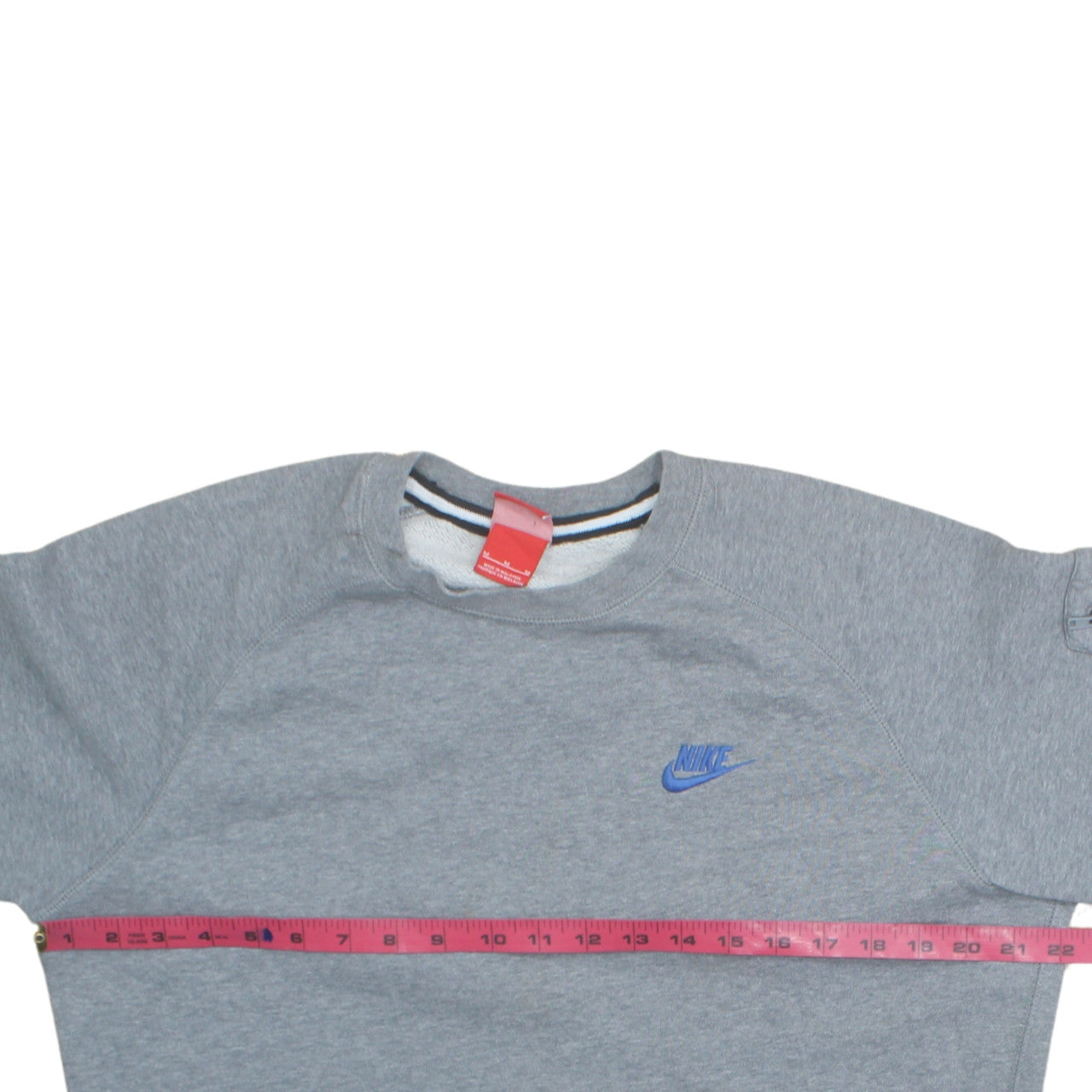 Nike Mens Grey M Crew Neck Pullover Sweatshirt Logo Zip Pocket