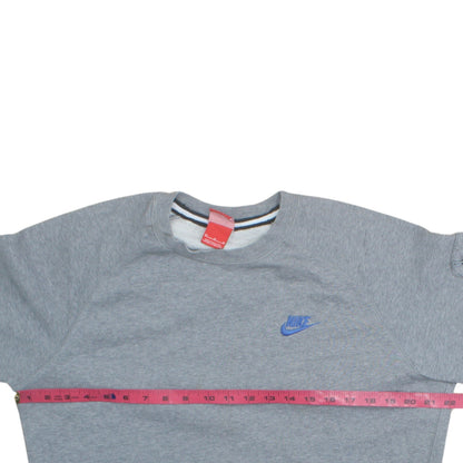 Nike Mens Grey M Crew Neck Pullover Sweatshirt Logo Zip Pocket