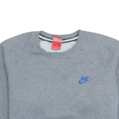 Nike Mens Grey M Crew Neck Pullover Sweatshirt Logo Zip Pocket