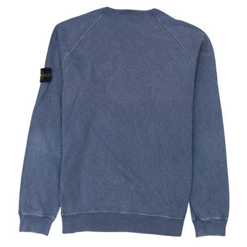 Stone Island Men Blue XL Cotton Crew Neck Logo Sweatshirt