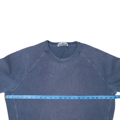 Stone Island Men Blue XL Cotton Crew Neck Logo Sweatshirt