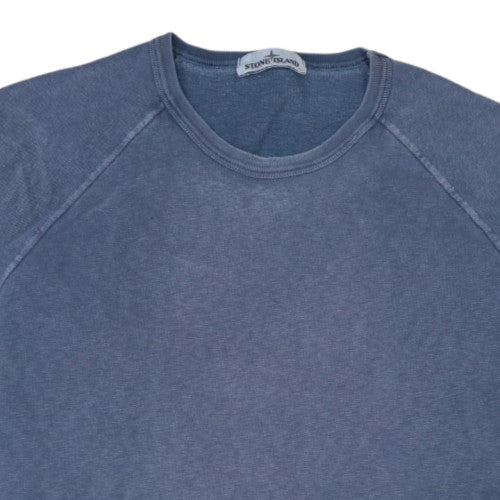 Stone Island Men Blue XL Cotton Crew Neck Logo Sweatshirt