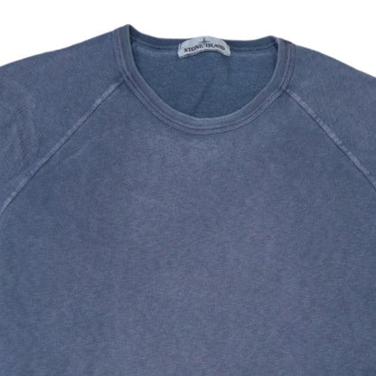 Stone Island Men Blue XL Cotton Crew Neck Logo Sweatshirt