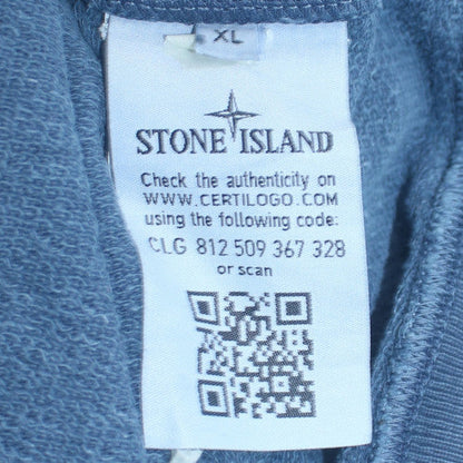 Stone Island Men Blue XL Cotton Crew Neck Logo Sweatshirt