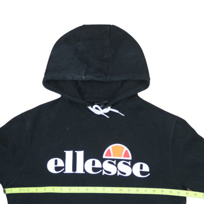 Ellesse Mens Black Pullover Hoodie S Regular Fit Logo Fleece