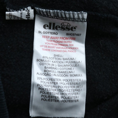 Ellesse Mens Black Pullover Hoodie S Regular Fit Logo Fleece