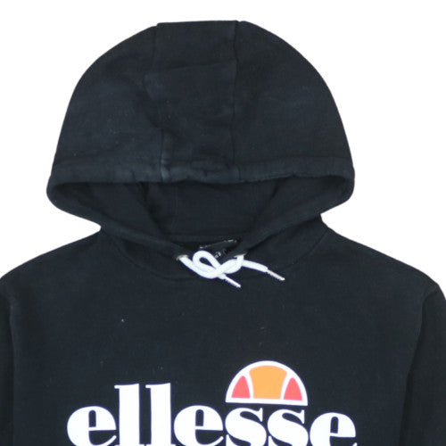 Ellesse Mens Black Pullover Hoodie S Regular Fit Logo Fleece