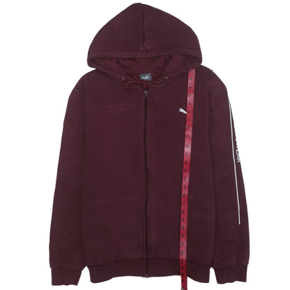 Puma Men's Brown Full Zip Hoodie Size L with Logo Detail
