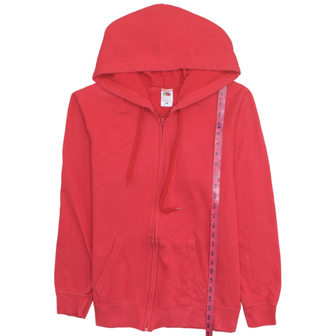 Fruit of the Loom Unisex Red Full Zip Hoodie 2XL Classic Fit