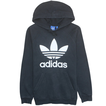 Adidas Mens Black Hoodie L Pullover Fleece Logo Hooded Sweatshirt