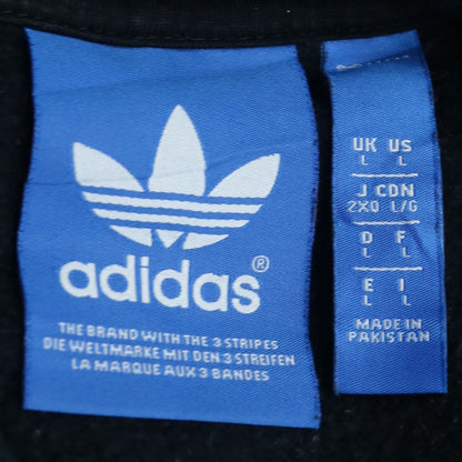 Adidas Mens Black Hoodie L Pullover Fleece Logo Hooded Sweatshirt