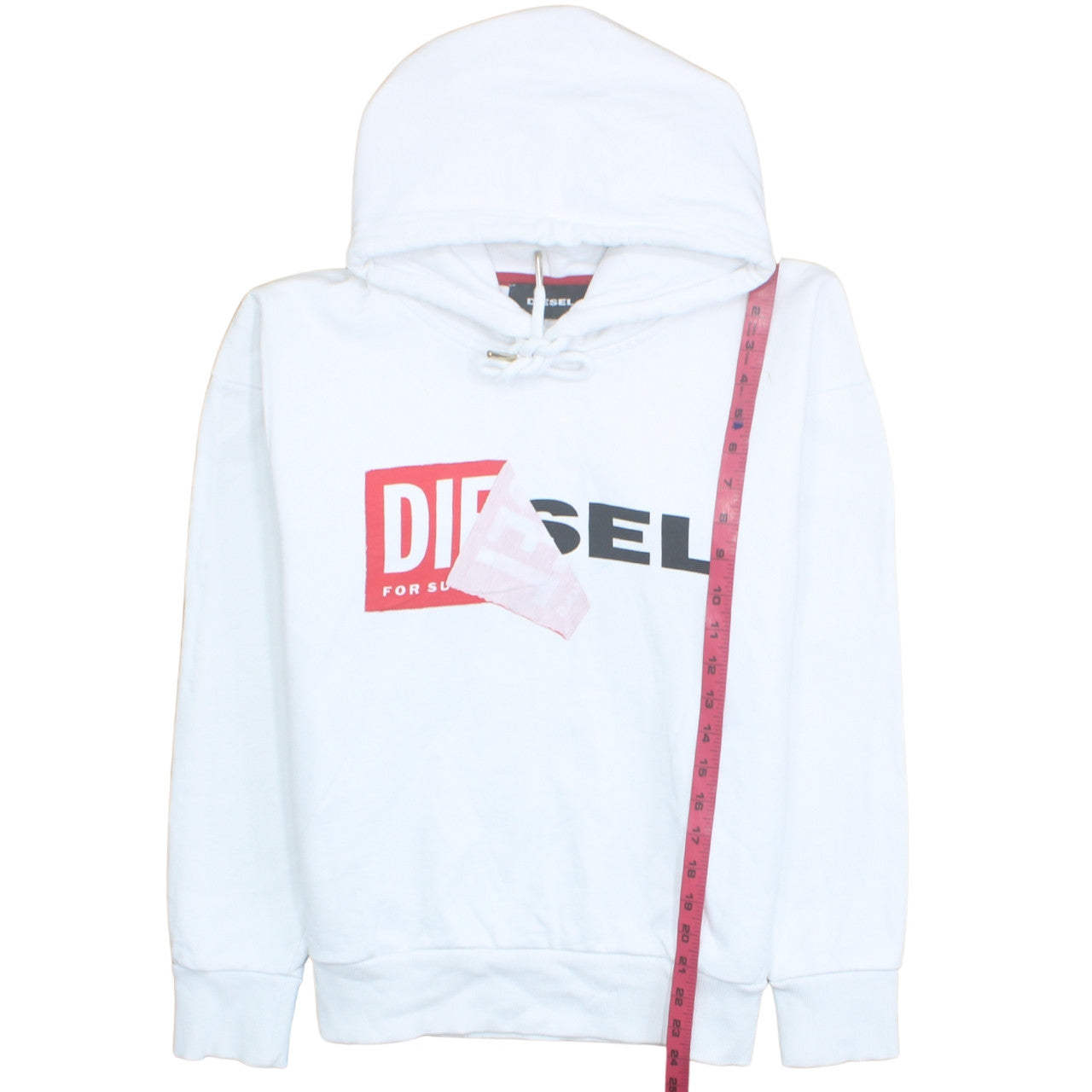 Diesel Mens White Pullover Hoodie Size M Logo Cotton Sweatshirt