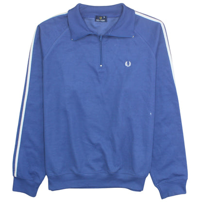 Fred Perry Men's Blue 1/4 Zip Sweatshirt XL Cotton Blend
