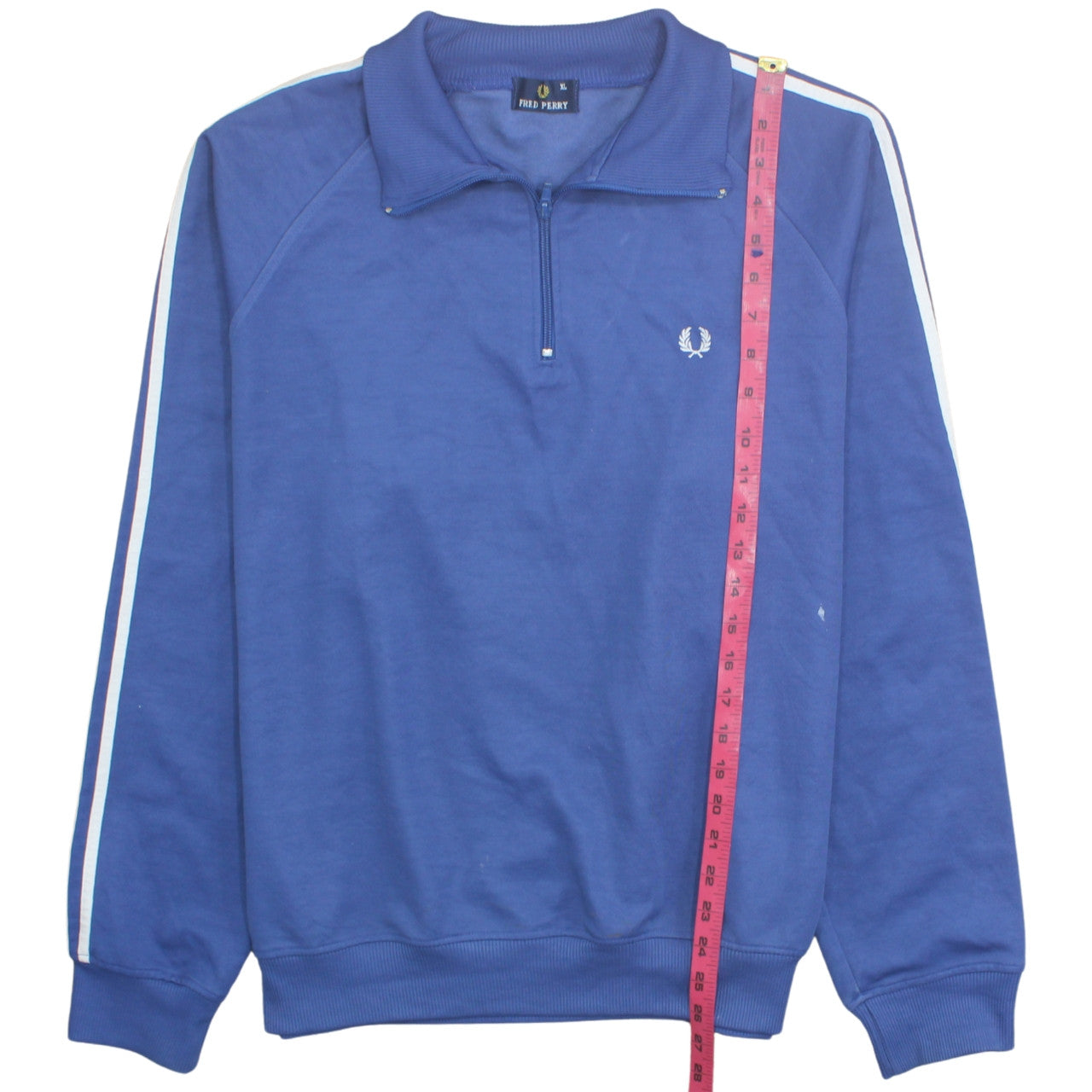 Fred Perry Men's Blue 1/4 Zip Sweatshirt XL Cotton Blend